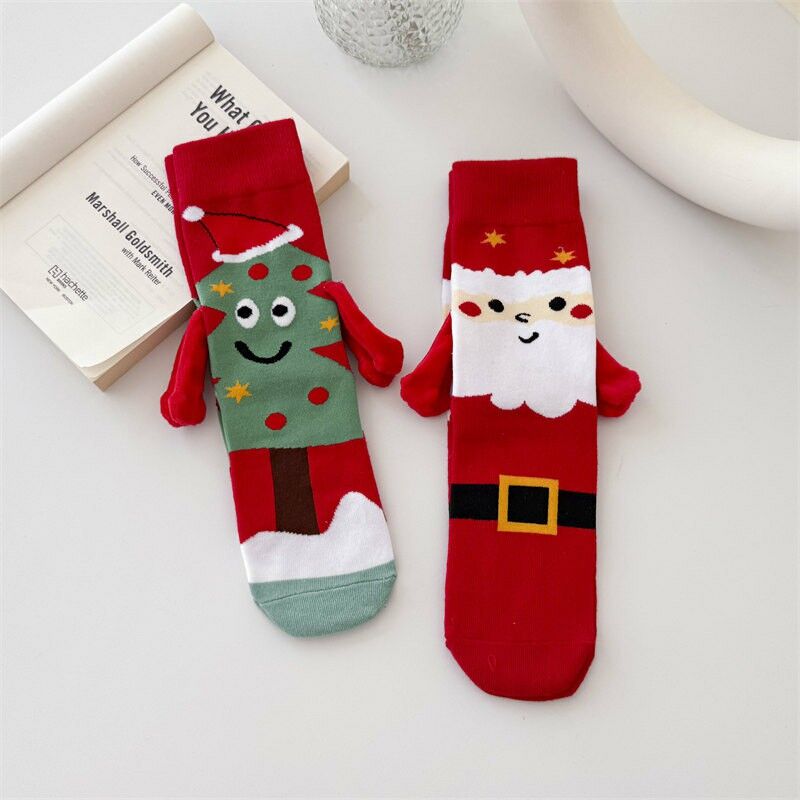 Cute Holding Hands Magnetic Socks with Creative Pattern Beautiful Christmas Gift