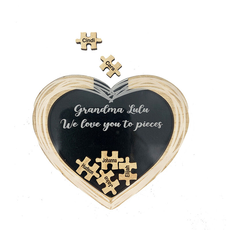 Personalized Name Puzzle Heart Ornaments Fun Gifts For Grandma