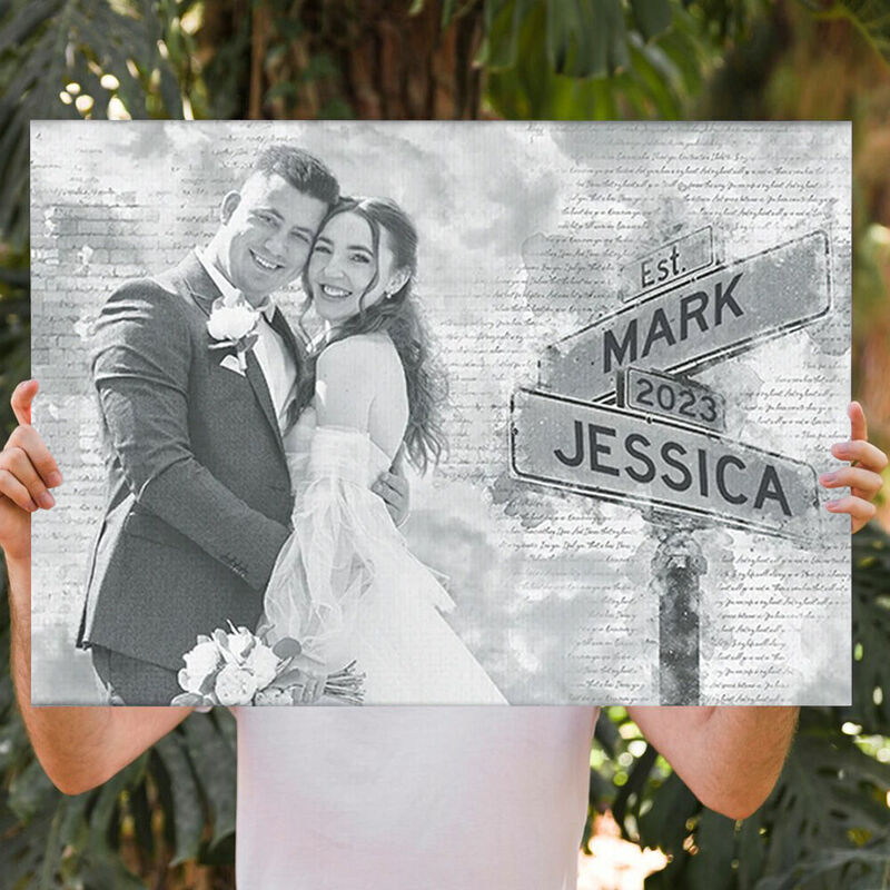 Personalized Picture Canvas Wall Art with Custom Name Stylish Present for Your Love