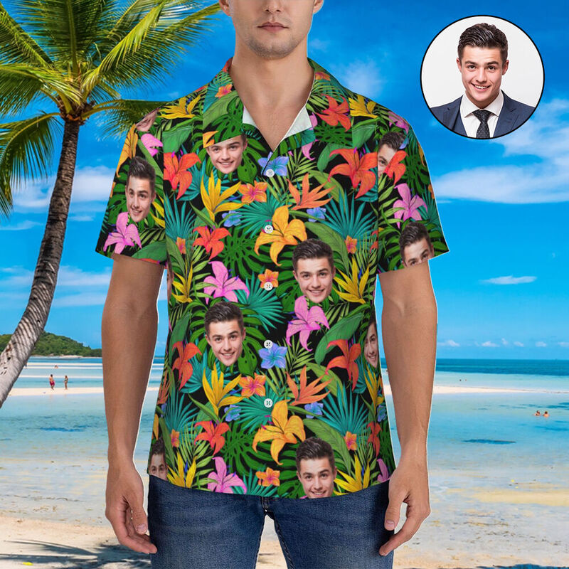 Personalisierte Hawaiihemden Blumen Design Personalisierte Aloha Beach Shirt für Männer