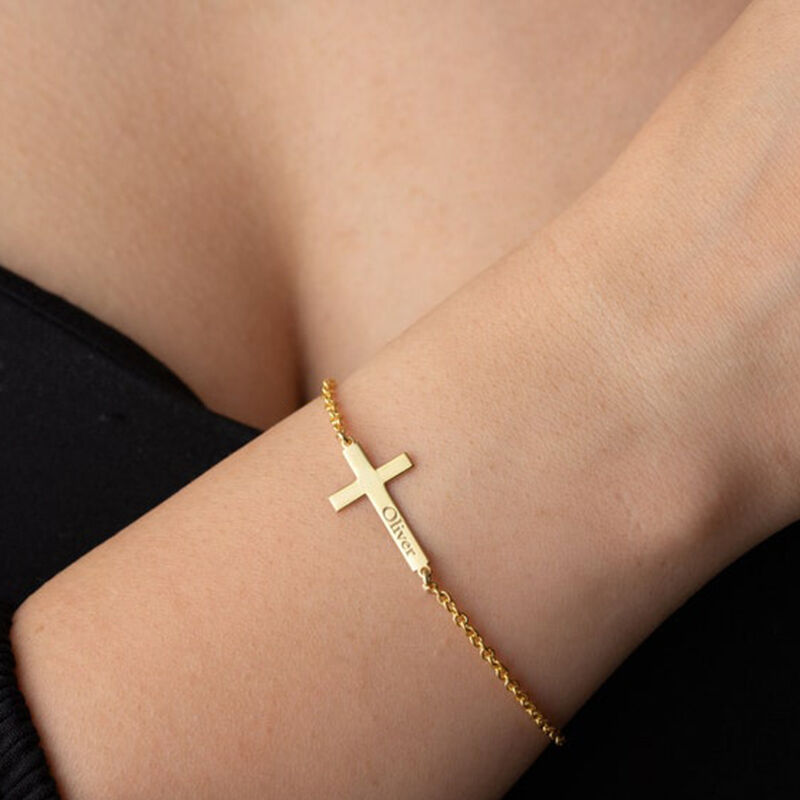 Gepersonaliseerde Kruis Naam Armband Eenvoudig Cadeau Voor Vrienden