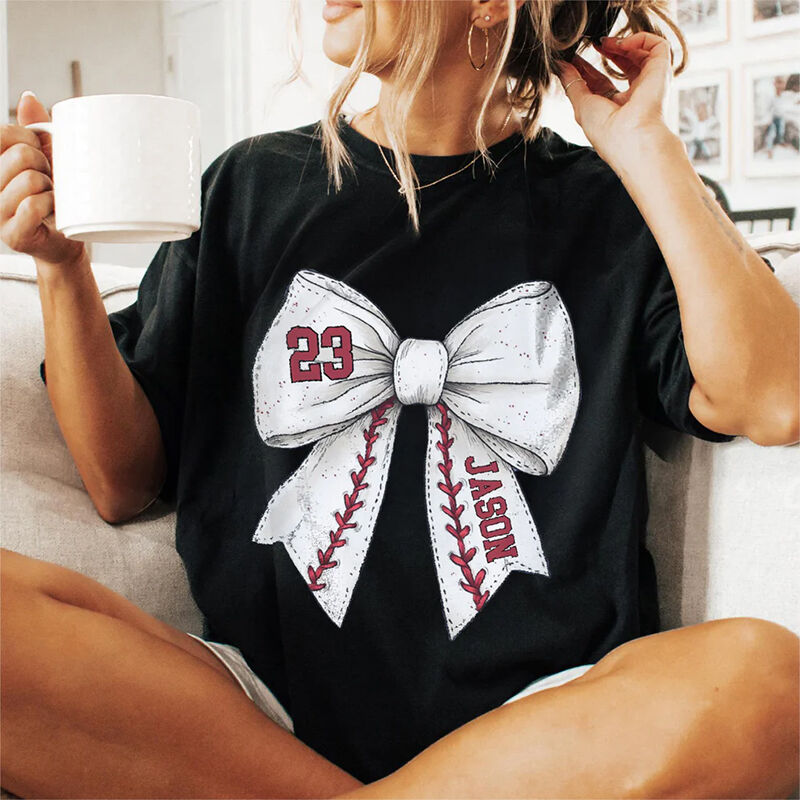 Personalized T-shirt Game Day Baseball Bow Element Design Exquisite Gift for Her Sports Lover Friend