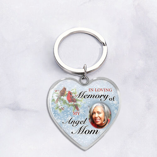 "In Loving Memory of My Angel Mom" Custom Photo Keychain