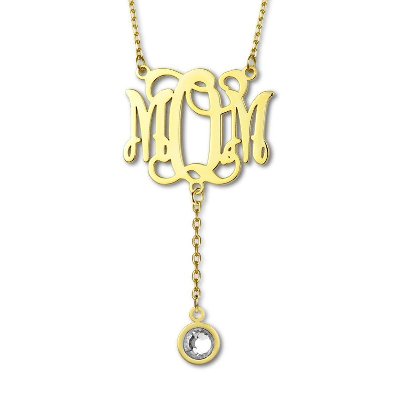 "Remember" Personalized Monogram Necklace With Birthstone
