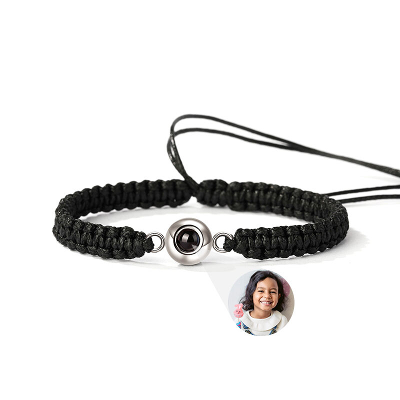 Personalized Braided Black Rope Photo Projection Bracelet Sweet Cool Gift