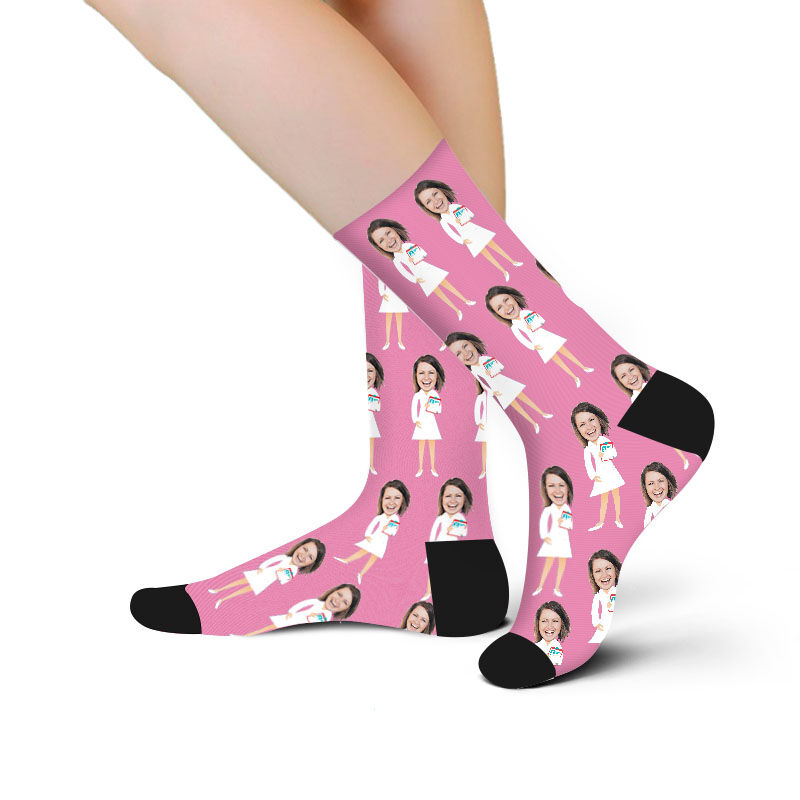Custom Face Picture Socks Printed with Girl for Girlfriend