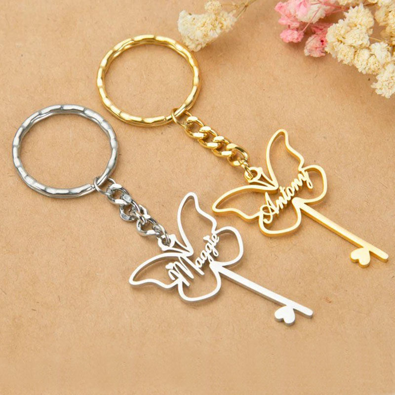 Personalized Name Exquisite Butterfly Keychain for  Girlfriend