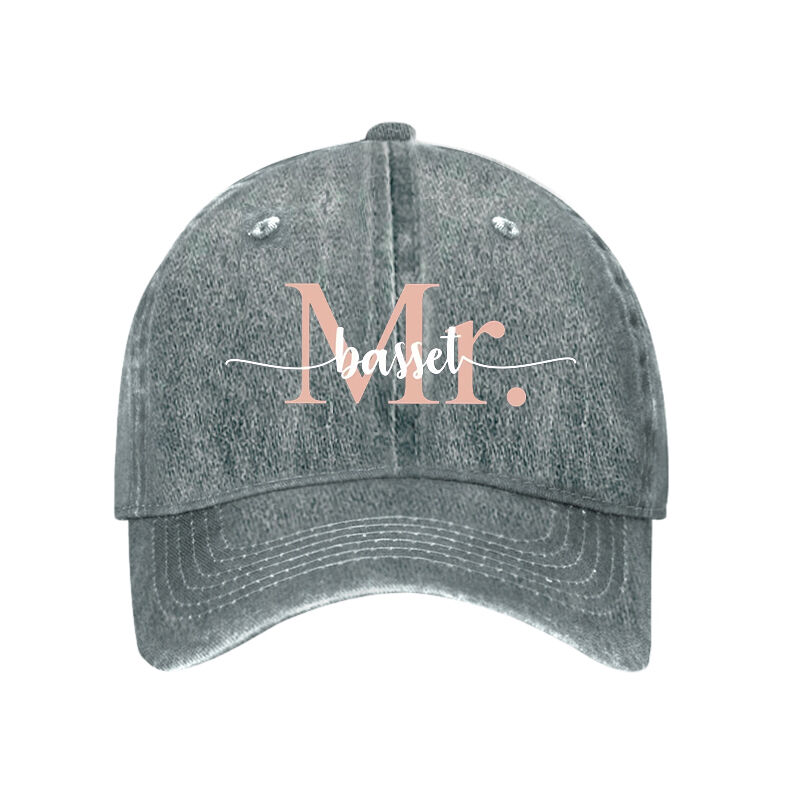 Personalized Hat with Custom Name Artistic Mr Logo Design Great Gift for Husband