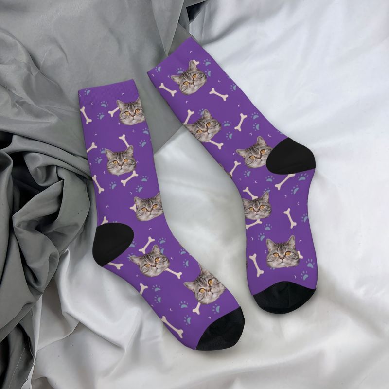 Personalized Face Sock Bone Pattern Gift for Pet Lovers
