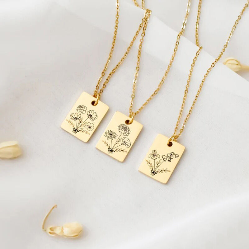 Personalized Birthday Flower Necklace Simple Gift For Mother