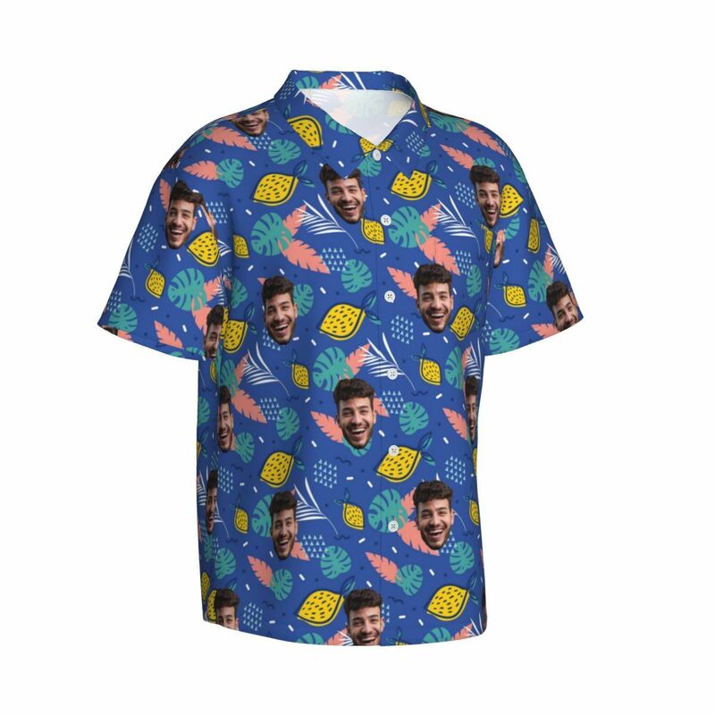 Camicia hawaiana personalizzata con stampa foglie tropicali Regalo per le vacanze da uomo