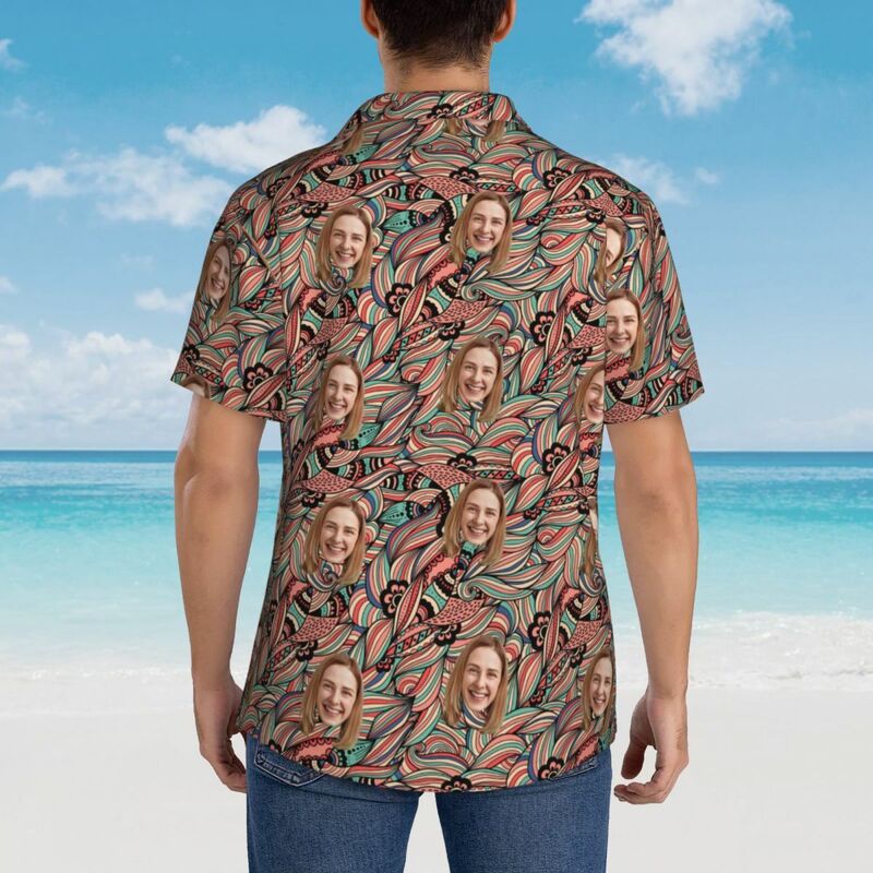 Camicia hawaiana personalizzata con stampa astratta casual a maniche corte