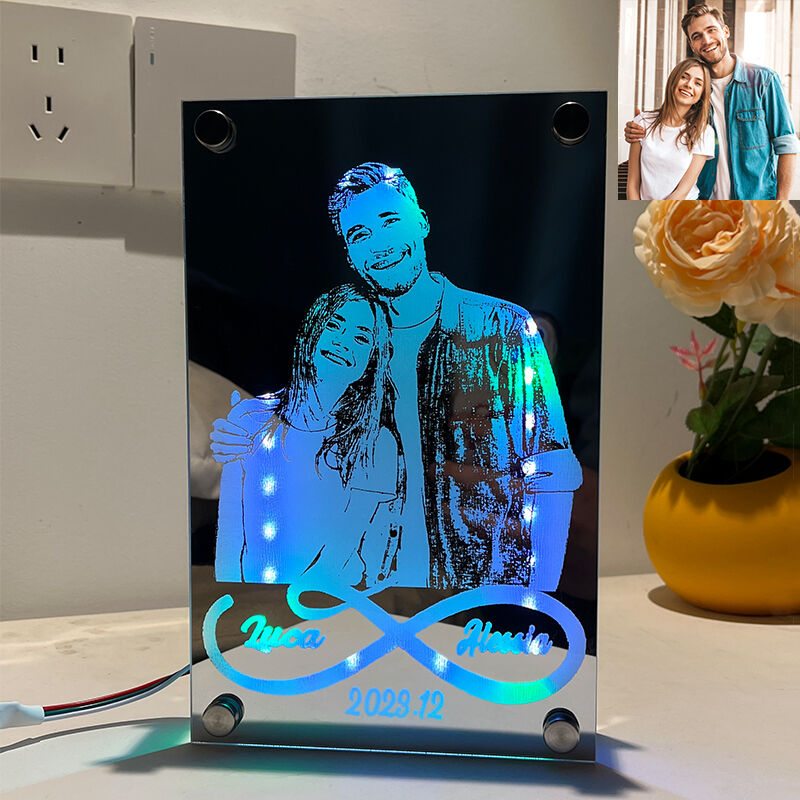 Personalized Mirror Lamp Customized Couple Photo Romantic Valentine's Day Gift For Him
