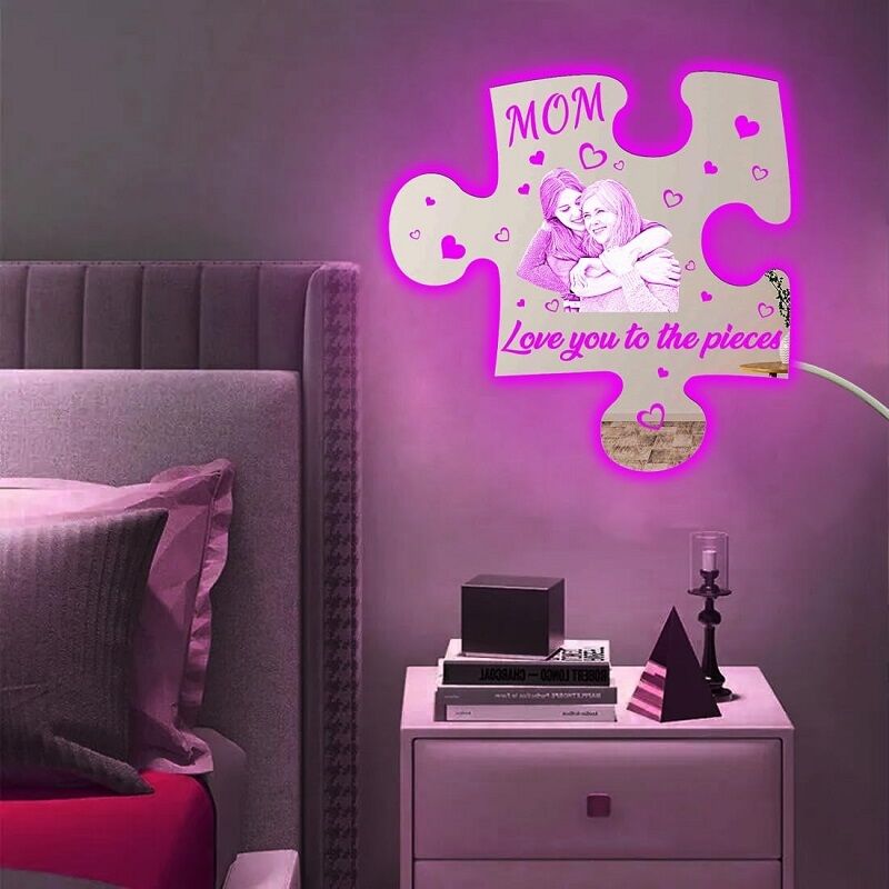 Personalized Jigsaw Mirror Light Customized Photo Mother's Day Gift