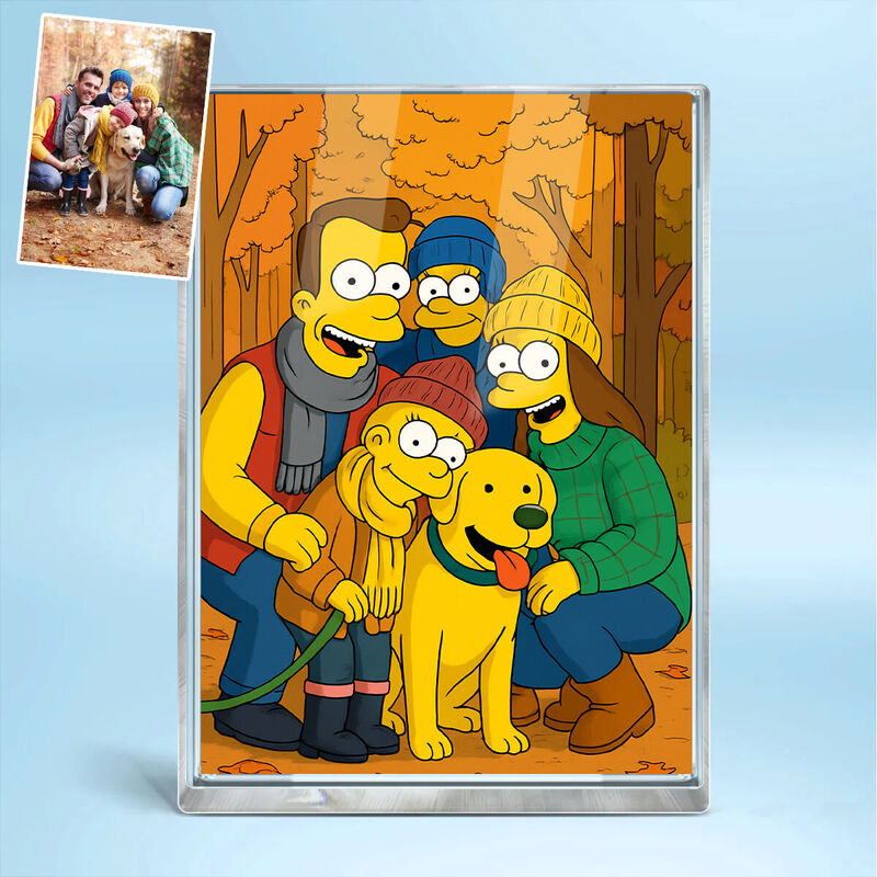 Personalisierte Simpsons Foto-Stil Acryl-Plakette Geschenk für Familie