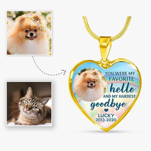 Collana Medaglia Personalizzata con Foto e Ciondolo Cuore per Amante degli Animali Domestici