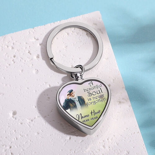 A Beautiful Soul Is Never Forgotten Custom Picture Memorial Urn Keychain