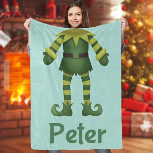 Custom Name Blanket Christmas Elf Funny Blanket Gift for Family