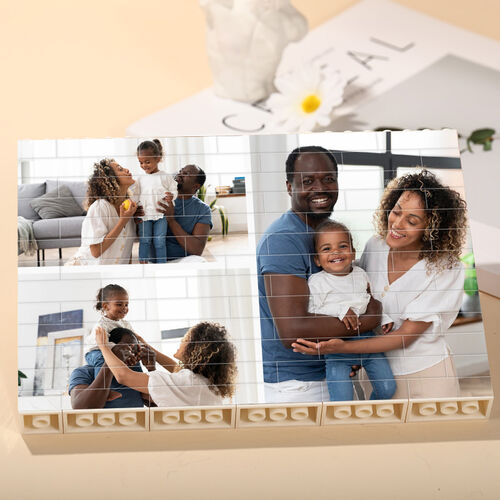 Personalisierte Bausteine Puzzle Individuelle 3 Fotos Bauklötze Rechteck für Familie
