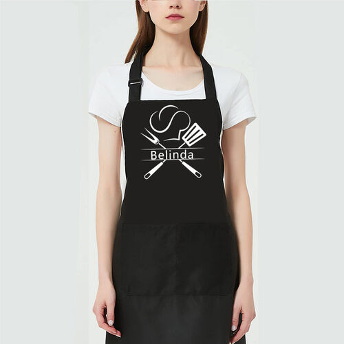 Personalized Name Apron with Kitchen Utensils Pattern for Family