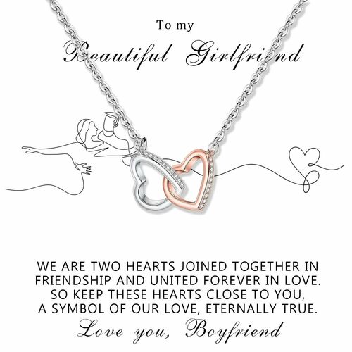 Gift for Girlfriend "We Are Two Hearts Joined Together In Friendship And United Forever In Love" Necklace