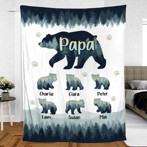 Nome personalizzato Coperta modello orso carino Miglior regalo per la festa del papà