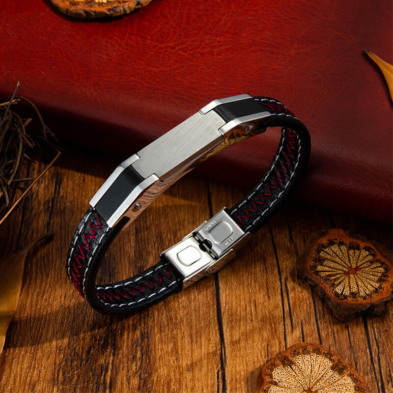 "His Memory" Personalized Bracelet For Men Stainless Steel Woven