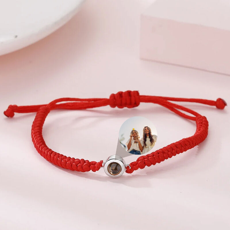 Sterling Silver Personalized Photo Projection Red String Bracelet Thoughtful Gift
