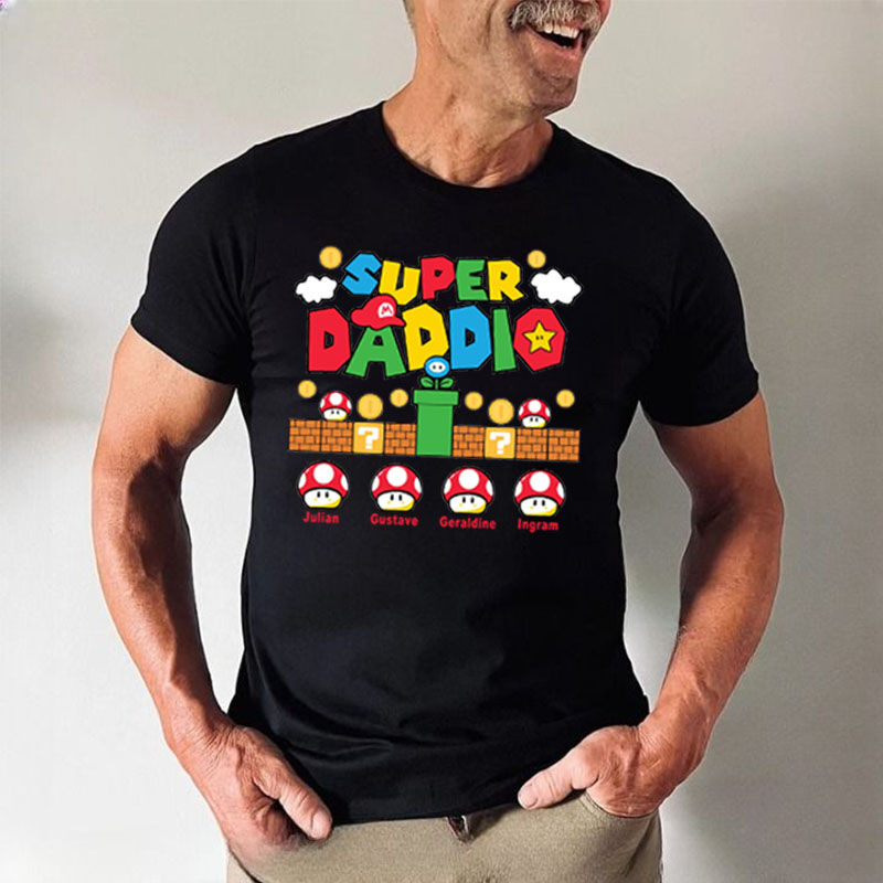 T-shirt Mario personnalisé avec nom Cadeau spécial pour Super Papa