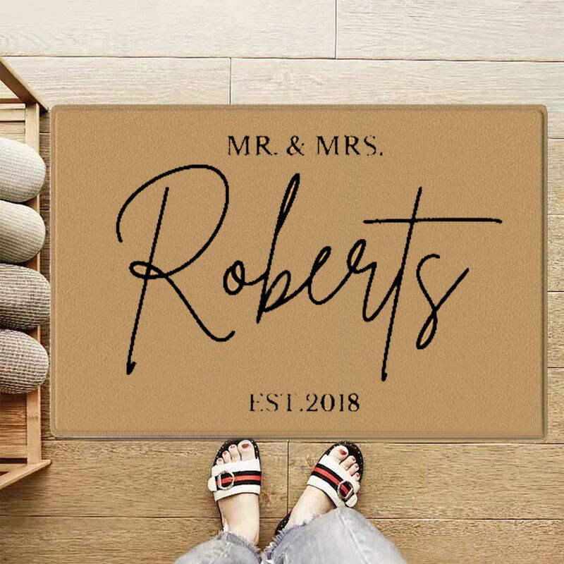 Personalized Fun Welcome Front Doormat with Engraving Family Name