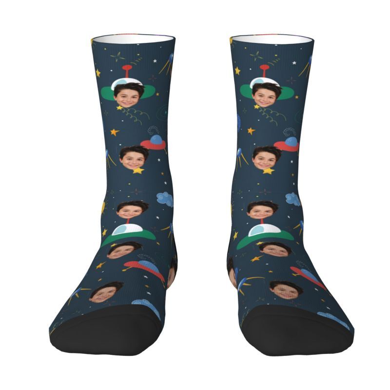 Customized Face Socks Printed with Children’s Photos and Stars for Dad