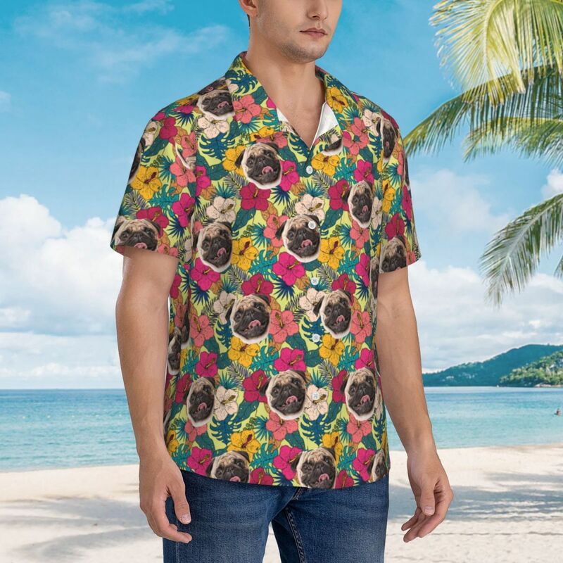 Camicia hawaiana personalizzata con foto personalizzata Camicia hawaiana unisex regalo per gli amanti degli animali domestici