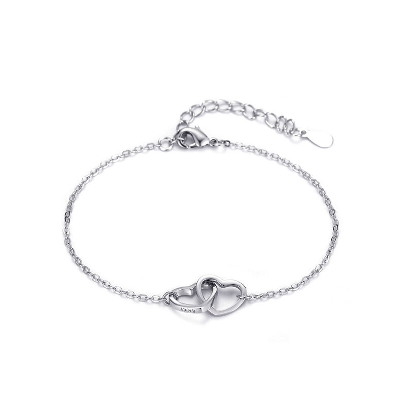 Gepersonaliseerde dubbele hartvormige gegraveerde armband Mooi cadeau voor je geliefde