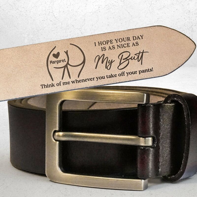 Cinturón de cuero grabado personalizado con nombre, regalo divertido y único para el marido