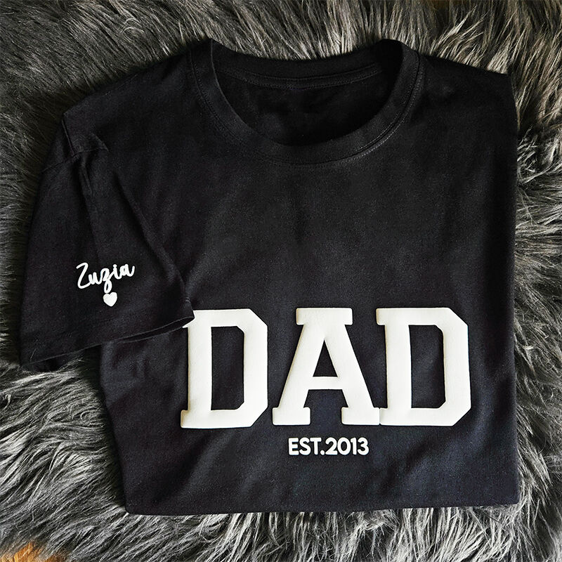 Gepersonaliseerd T-shirt Pap met aangepaste naam Puff Print Design Creatief Vaderdag Cadeau voor lieve papa