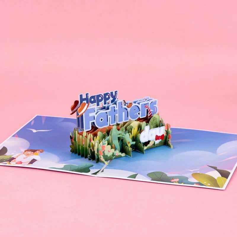 Carte Pop Up 3D Happy Father's Day Silhouette Design Cadeau parfait pour Cher Papa