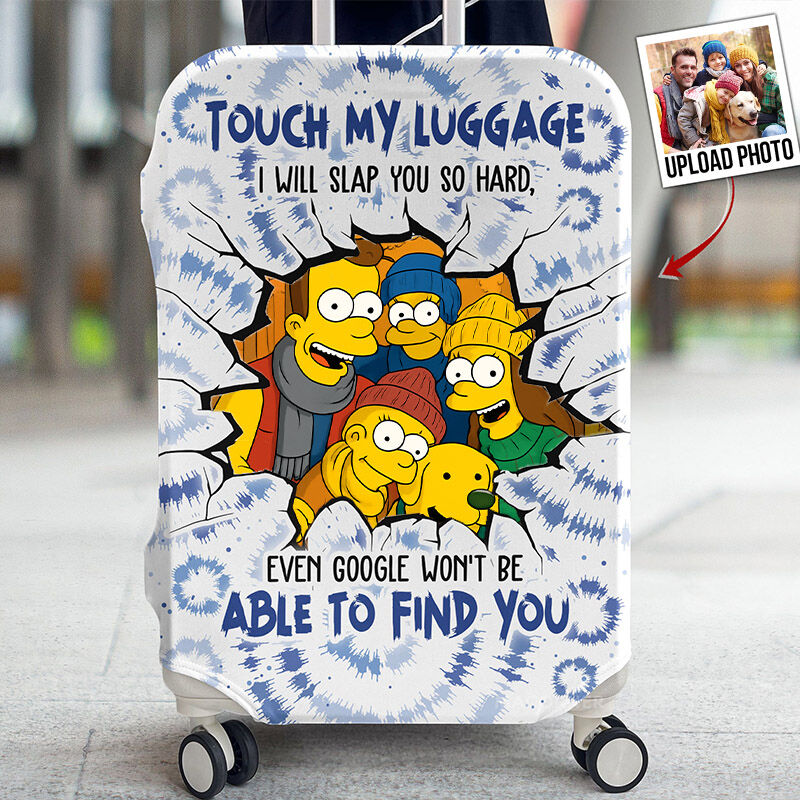 Personalisierte Kofferhülle Individuelles Foto im Cartoon-Stil Lustiges Geschenk für die Familie