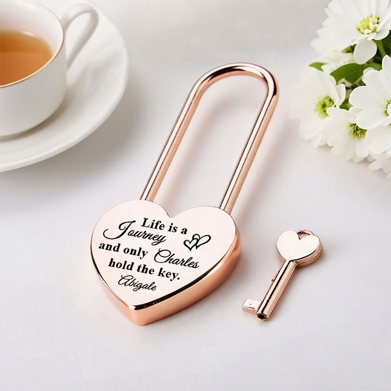 Personalized Heart Lock Life Is A Journey and Only You Hold The Key Love Padlock Gift for Couples