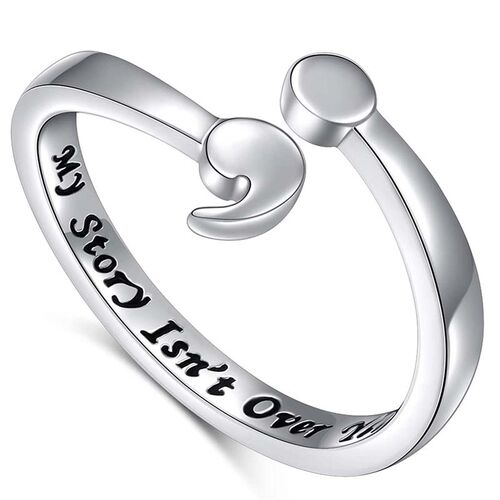 "My Story Isn't Over Yet " Custom Semicolon Engraving Ring
