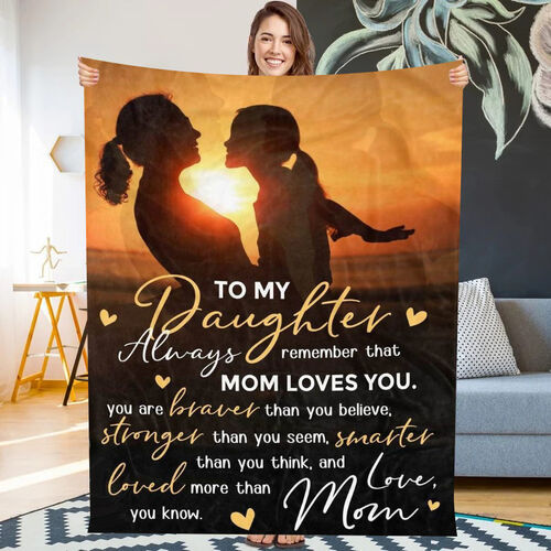 "Mom Loves You "Family Throw Love Letter Blanket for My Daughter from Mom