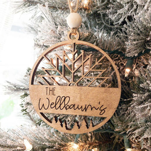 Personalized Family Name Snowflake Christmas Ornament