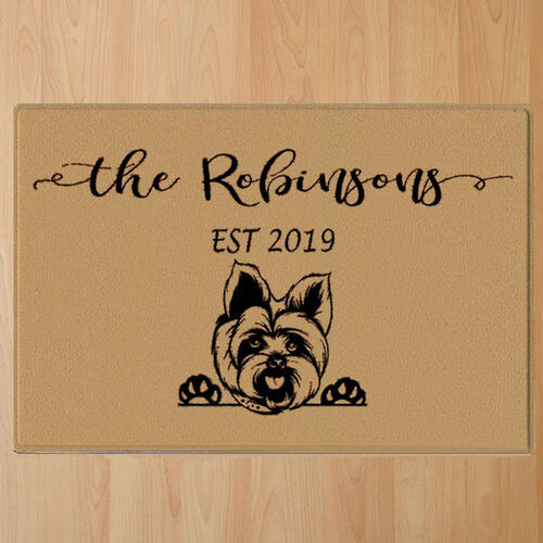 Personalized Yorkshire Terrier Dog Doormat with Lettering