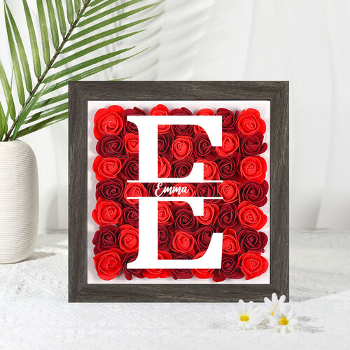 Personalized Flower Shadow Box Custom Initial and Name Unique Gift for ...
