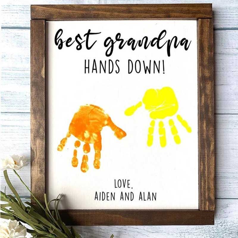 Best Grandpa Hands Down Kids Handprint Frame DIY Gift