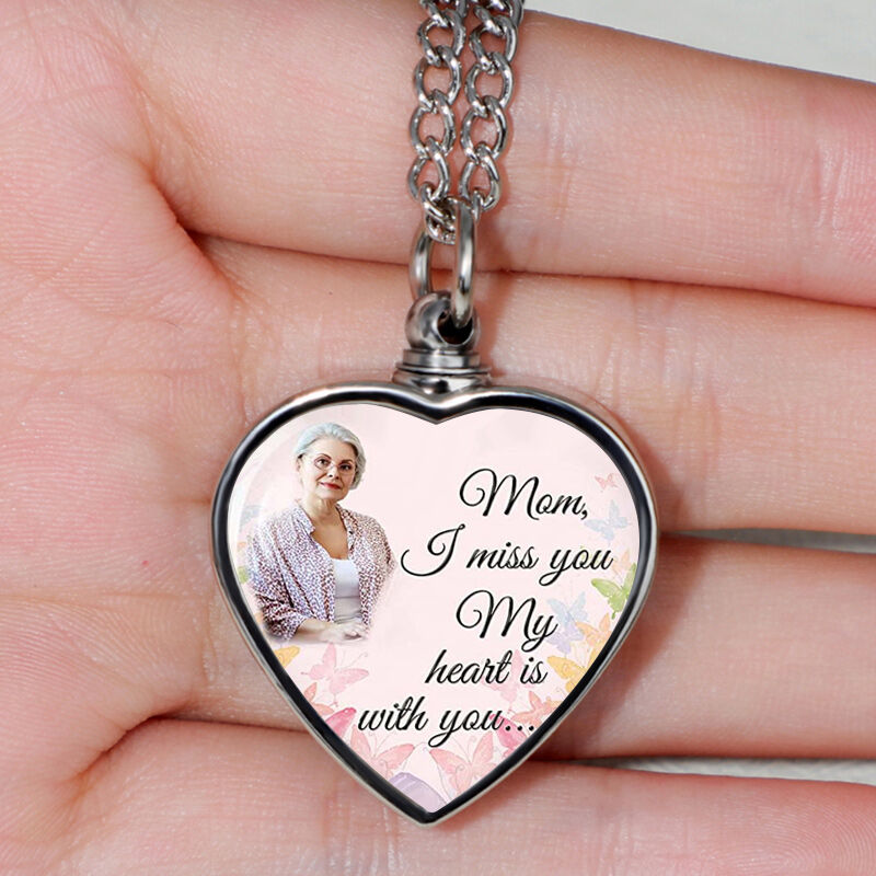 Mom I Miss You Custom Picture Memorial Urn Necklace