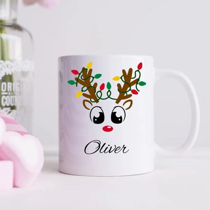 Personalized Funny Christmas Reindeer Custom Name Mug