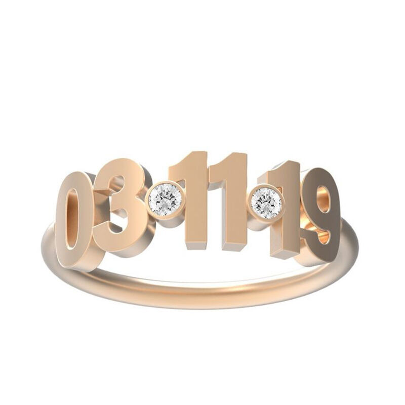 Custom Birthstone Date Ring