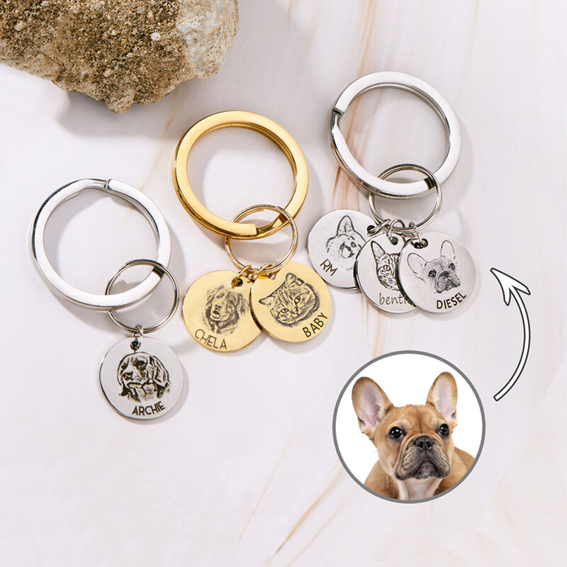 Personalisierte Schlüsselanhänger benutzerdefinierte Fotos Haustier Porträt und Name Einzigartiges Geschenk für Tierliebhaber
