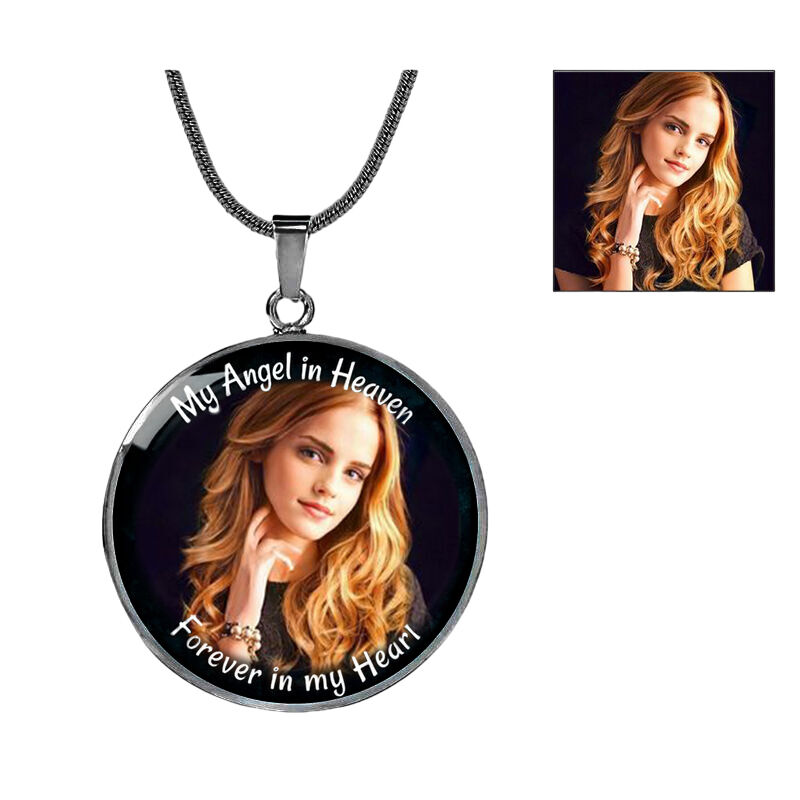"My Angel in Heaven & Forever in My Heart" Custom Photo Necklace