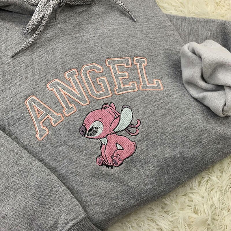 Sudadera con capucha bordada de dibujos animados y diseño de ángeles Regalo perfecto para parejas